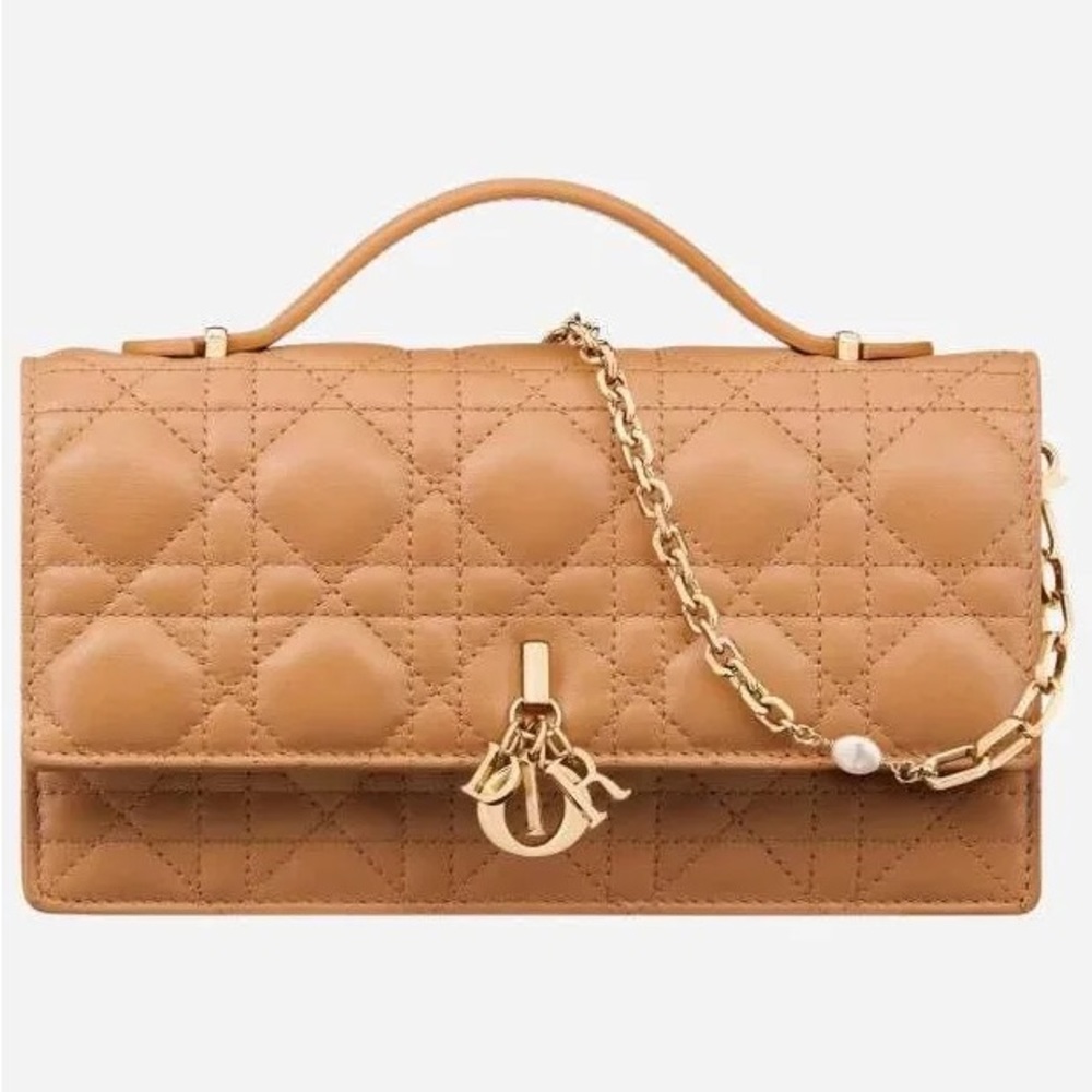 Miss Dior Mini Bag Medium Tan Cannage Lambskin